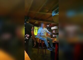 A man in a bar tries to hit another customer, it backfires