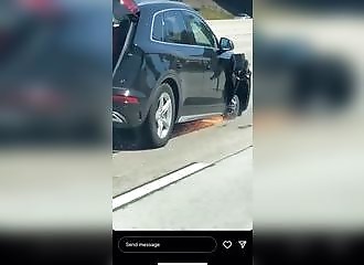 She continues to drive on her brake disc, a motorist stops her