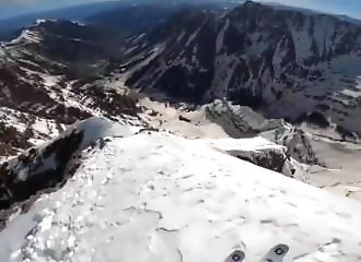 He wants to ski a steep slope, and falls 300 meters