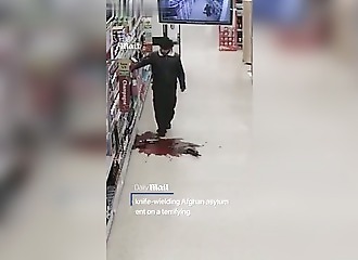Surveillance footage from the Morrisons in Bradford where a man terrorized customers