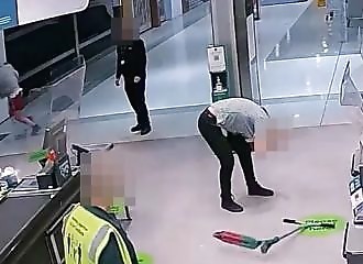 Customer throws metal scooter at employee's head