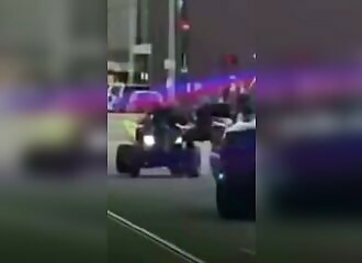 A moron runs over a policeman with his quad bike