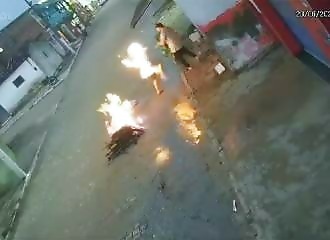 Video: 32-year-old man burns himself badly pouring ethanol on a fire 