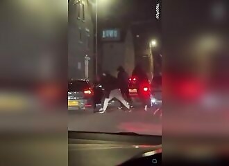 Machete attack near a takeaway restaurant