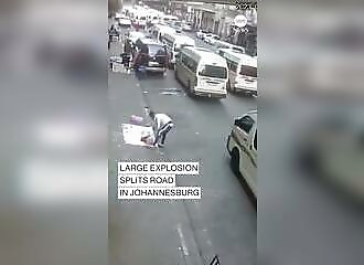 Impressive gas explosion cuts road in half in South Africa