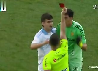 Even after being ejected, he still hits his opponent—the field erupts into a brawl