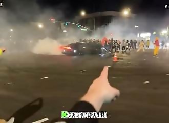 Car hits several people during illegal demonstration
