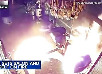 he tries to start a fire and ends up burning his pants