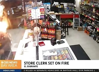 A shopkeeper is set on fire by a recidivist thief