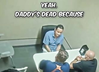 Psychologically tortured by police officers, he confesses to murdering his father, even though he's still alive!