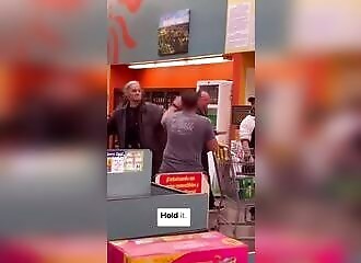 He pulls out a knife during a fight, his opponent shows him that he has something even better