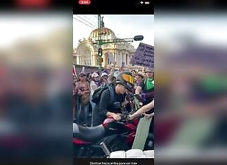 He fights women at a rally and gets arrested