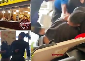 He demands his potato pancakes, the staff treat him to a free-for-all at the Waffle House in Georgia