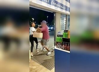 He tries to stop a group of thieves at a gas station