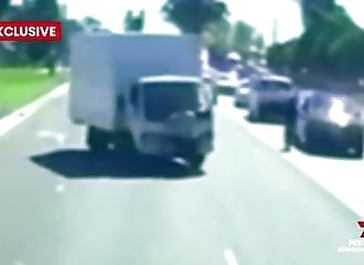 A father crushed and dragged 15m by a truck before his wife's horrified eyes