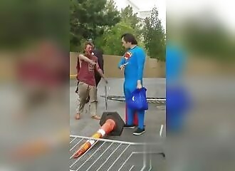Superman puts a drunken homeless man in his place