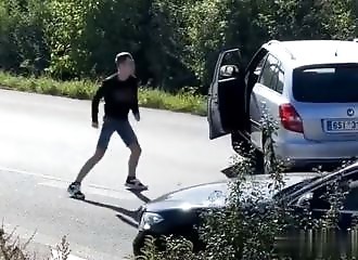 A motorist picks a fight and then flees the scene 