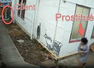 A prostitute's client escapes through the window to avoid paying!