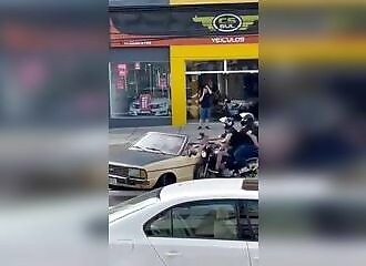 Motorist turns where he can't and is hit by two motorcyclists