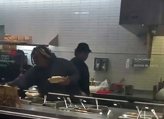 She assaults restaurant staff to help herself behind the counter