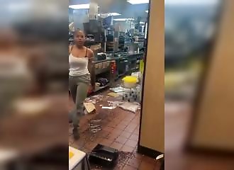 Argument at McDonald's: She jumps over the counter, and all hell breaks loose
