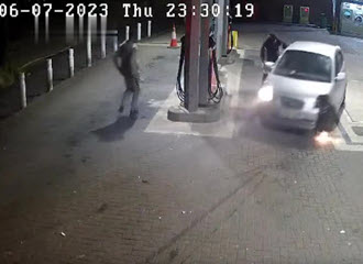    Machete and ram car attack at British petrol station   