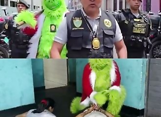 Police officer disguised as Grinch arrests drug traffickers in Peru