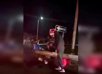 Illegal sideshow goes haywire, but someone's got warm feet!