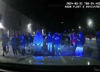 Scum intimidate policewoman at illegal rally