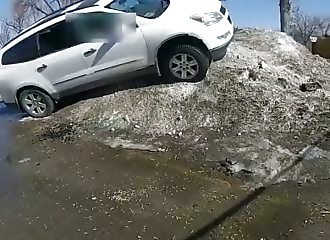 She knocks over a police officer with her SUV, his colleague opens fire