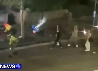 A delivery boy is attacked by a group of young riffraff