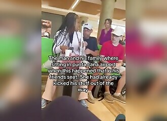 She throws away his things to take his place: the violent clash at the airport