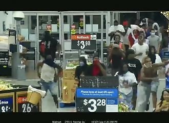 Massive looting of a closed Walmart in Tampa, Florida