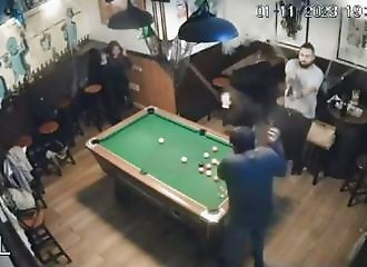 Accuses a pool player of cheating and shoots him (Warning - shocking)