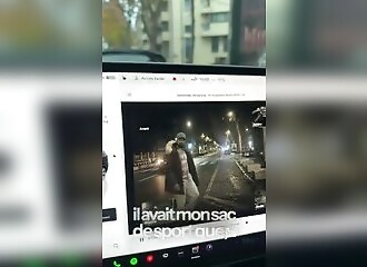 Thief caught on Tesla camera trying to break into car (France)