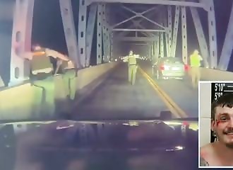 He jumped off a 15-meter bridge to escape the police