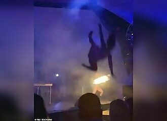 An acrobat falls from 6 meters during a music festival