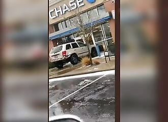 He tries to break into a bank with his car!