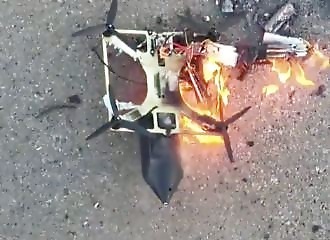 Ukrainian drone neutralizes several Russian drones waiting on the ground