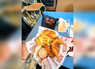 This shocking protest condemns the slaughter of chickens at fast-food restaurants