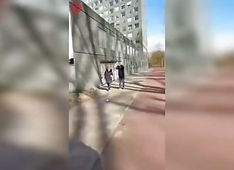 A young man films his attack on an elderly man with an apple