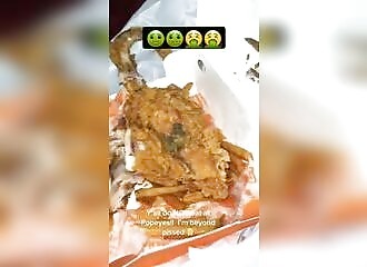 Instead of a fried chicken, she gets a fried rat at Popeye's!