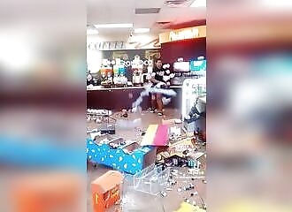She destroys everything in a store! 
