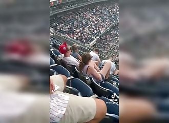A spectator forgets herself a little too much at Yankee Stadium