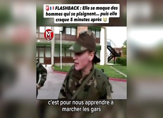 Exercice militaire : elle ironise sur ses camarades, puis c'est elle qui lâche