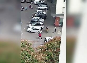 A youngster causes an accident during a car chase, the driver chases after him 