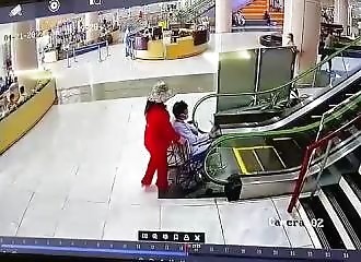 Using an escalator with a wheelchair,? bad idea