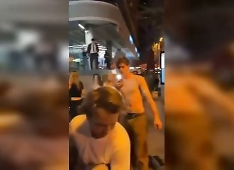 An overconfident man collapses with a well-placed blow