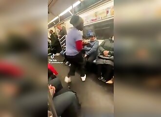 He pretends to mug subway passengers in New York City