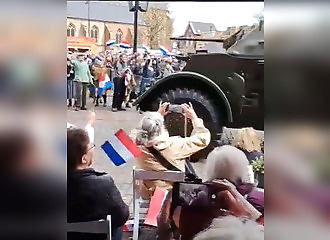 Heavy structure falls on 3 women during military parade